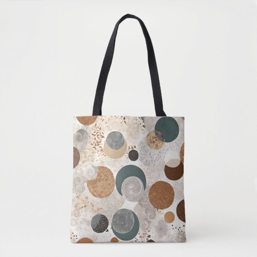Tote Bag Abstract Geometric Circle Pattern Neutral Boho 384 (Devant)