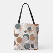 Tote Bag Abstract Geometric Circle Pattern Neutral Boho 384 (Dos)