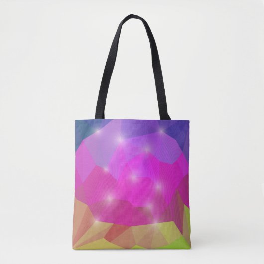 Tote Bag Abstract Geometric Crystal Mosaic in Pink (Devant)
