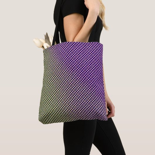 Tote Bag Abstract Geometric Gradient Checker Pattern 1278 (De près)