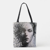 Tote Bag Abstract grayscale pixel portrait with soft edges (Dos)