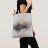 Tote Bag Abstract Lightning in Neutrals Print (De près)