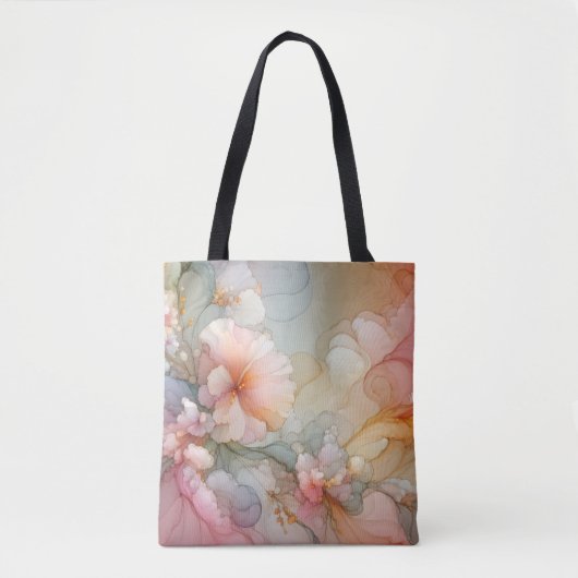 Tote Bag Abstract Pastel Sea Foam Floral Cloud Landscape (Devant)