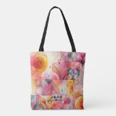 Tote Bag Abstract Pink Colorful Geometric Design (Dos)