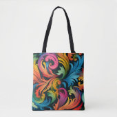 Tote Bag Abstract Rainbow Leaf Pattern (Devant)