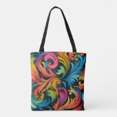 Tote Bag Abstract Rainbow Leaf Pattern (Dos)