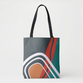 Tote Bag Abstract retro red blue white line art