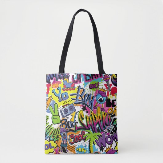 Tote Bag Abstract seamless comics pattern with palm tree, h (Devant)