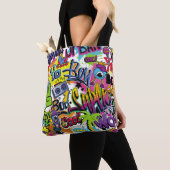 Tote Bag Abstract seamless comics pattern with palm tree, h (De près)