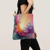 Tote Bag Abstract Sun Rays Floral Cloud Ink Landscape (De près)