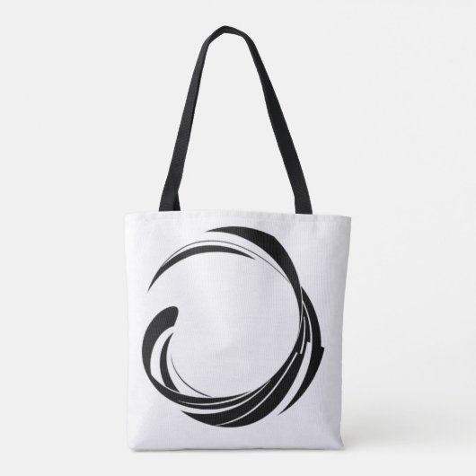 Tote Bag Abstract Swirl Circle Design – curved ring artwork (Dos)