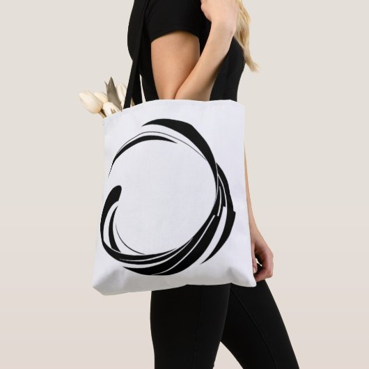 Tote Bag Abstract Swirl Circle Design – curved ring artwork (De près)