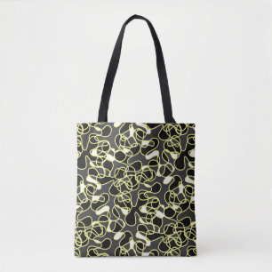 Tote Bag Abstrait 290523 Noir, Jaune et Blanc