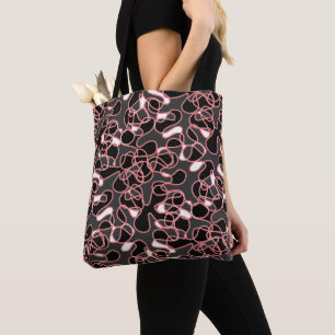 Tote Bag Abstrait 290523 noir, rouge et blanc