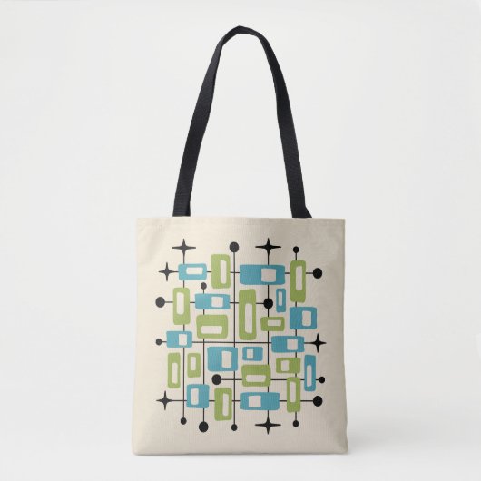 Tote Bag Abstrait Atomique Rétro Milieu de Siècle Moderne C (Devant)