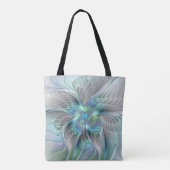 Tote Bag Abstrait Bleu Vert Papillon Imaginaire Fractal Art (Dos)