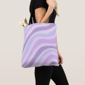 Tote Bag Abstrait bleu violet Super Motif liquide à bande (De près)