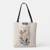 Tote Bag Abstrait Boho Floral Raw Sienna et Saumon (Dos)