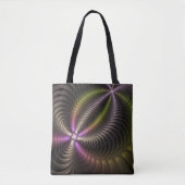 Tote Bag Abstrait brillant Trippy coloré 3D Fractal Art (Devant)