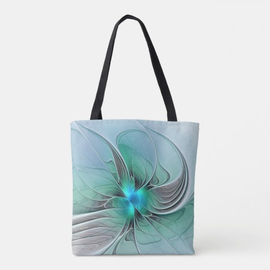 Tote Bag Abstrait De Bleu, Art Fractal Moderne (Dos)