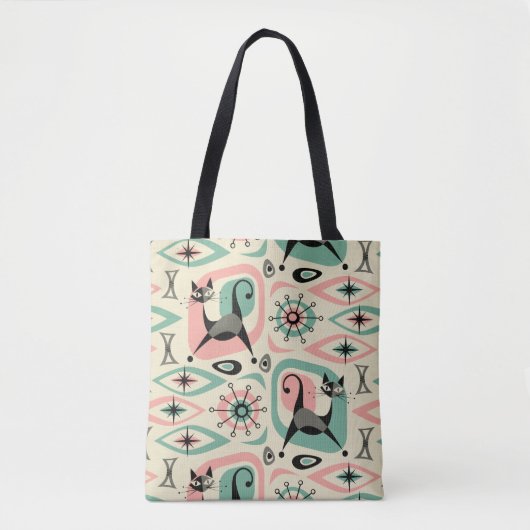 Tote Bag Abstrait de chats du milieu du siècle (Devant)