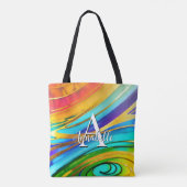 Tote Bag Abstrait de couleurs d'art moderne et métal or (Dos)