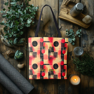 Tote Bag Abstrait Élégant Rouge et Noir – Géométrique Moder