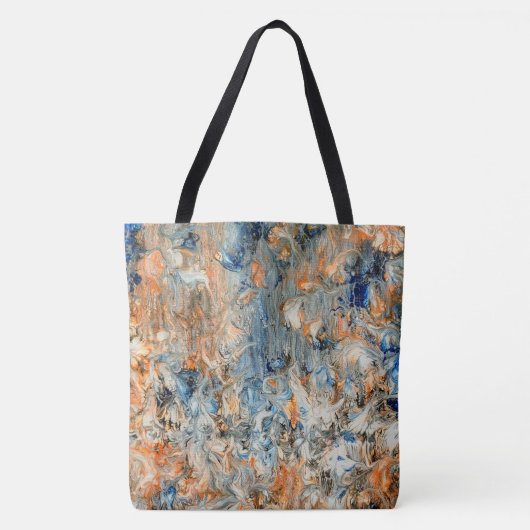 Tote Bag Abstrait en bleu et orange (Devant)