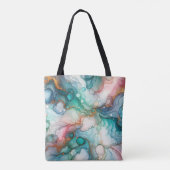 Tote Bag Abstrait en rose, sarcelle, bleu et or (Dos)
