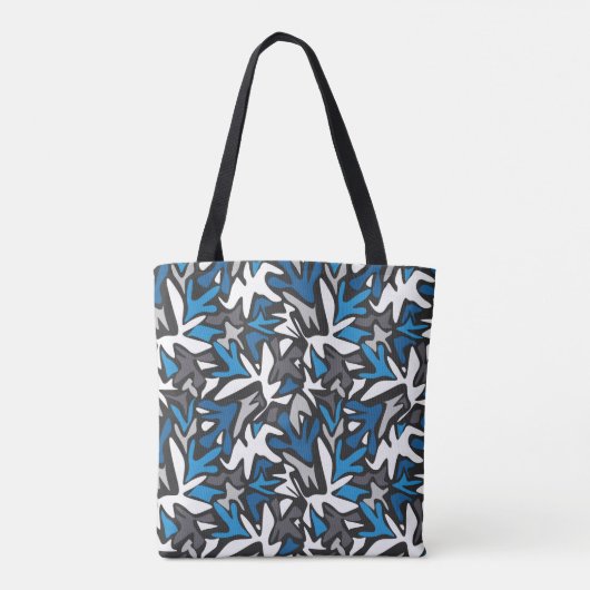 Tote Bag abstrait, géométrique, motif, noir et bleu (Dos)