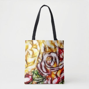 Tote Bag Abstrait Jaune Rose Lumière Artistique Floral Glow