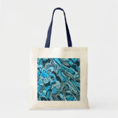 Tote Bag Abstrait marbré bleu Icy (Devant)