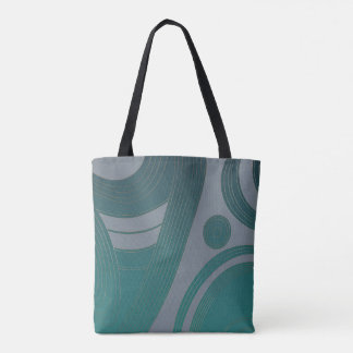 Tote Bag Abstrait Moderne Bleu Sarcelle Art Linéaire Minima