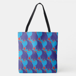 Tote Bag Abstrait moderne BLUE et rouge Rainbow gouttes mot