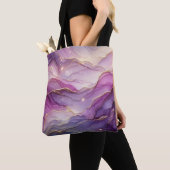 Tote Bag Abstrait Moderne Purple Rose Chic Gold Sparkle (De près)