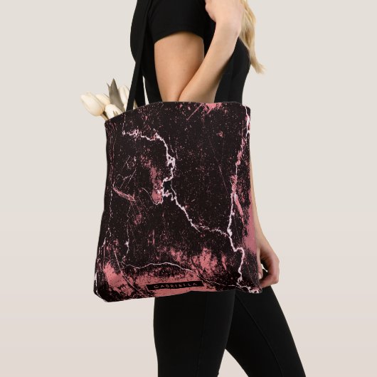 Tote Bag Abstrait noir et rose (De près)