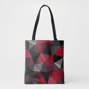 Tote Bag Abstrait, noir et rouge, triangle, géométrique, no