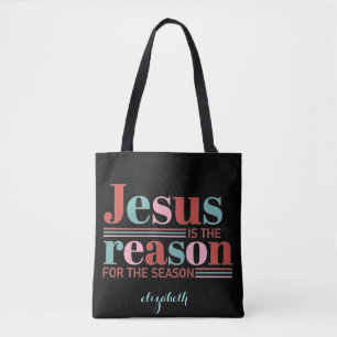 Tote Bag Abstrait Personnalisé Lignes Bleues & Sarcelle Poi
