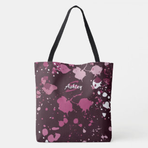 Tote Bag Abstrait Pink Paint Splter Drops
