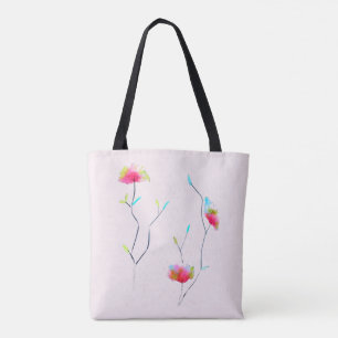 Tote Bag Abstrait rose d'inspiration japonaise florale simp