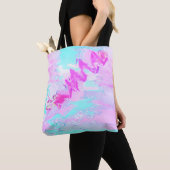 Tote Bag Abstrait rose et bleu ondulé (De près)