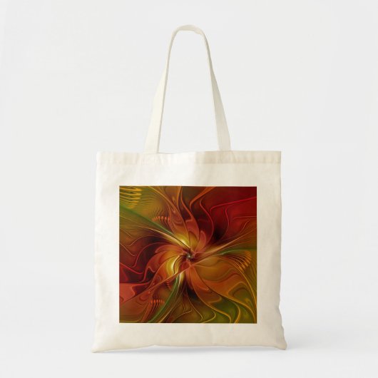 Tote Bag Abstrait Rouge Orange Brown Vert Fractal Art Flowe (Devant)
