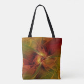 Tote Bag Abstrait Rouge Orange Brown Vert Fractal Art Flowe (Dos)