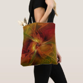 Tote Bag Abstrait Rouge Orange Brown Vert Fractal Art Flowe (De près)