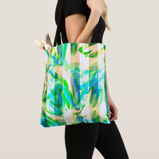 Tote Bag Abstrait sans couture brosse trait moderne multico (De près)