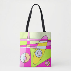 Tote Bag Abstrait surf Bright Pink Green Bubblegum