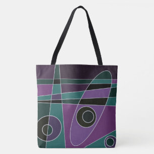 Tote Bag Abstrait Surf Turquoise Purple