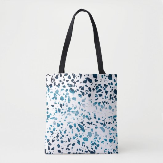 Tote Bag Abstrait Terrazzo Mosaic Marine et Motif bleu clai (Devant)