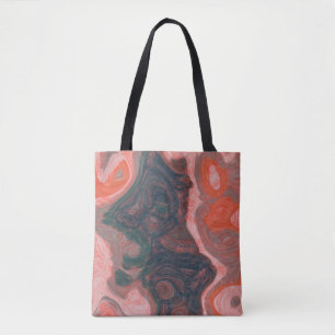 Tote Bag Abstrait tourbillonnant pêche et vert