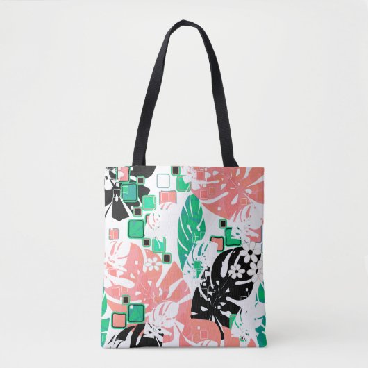 Tote Bag Abstrait tropical feuilles exotique monstera mode  (Devant)
